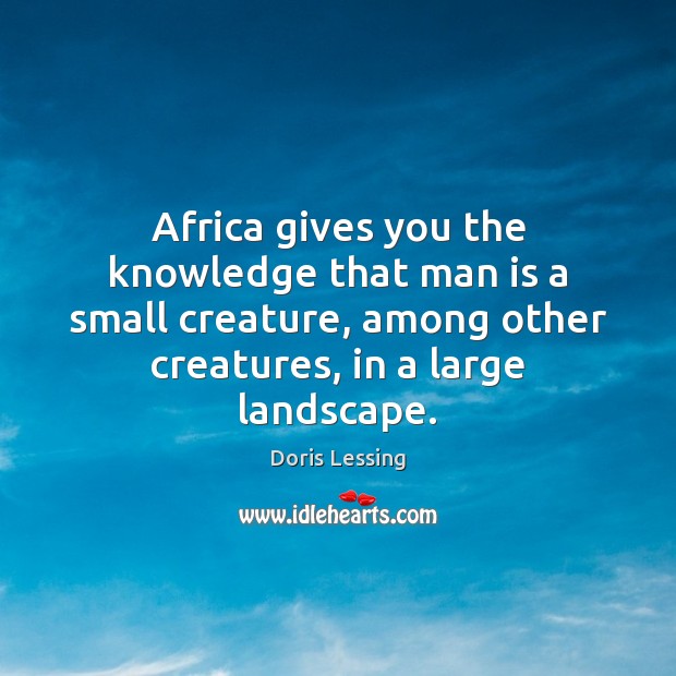 Africa gives you the knowledge that man is a small creature, among Image