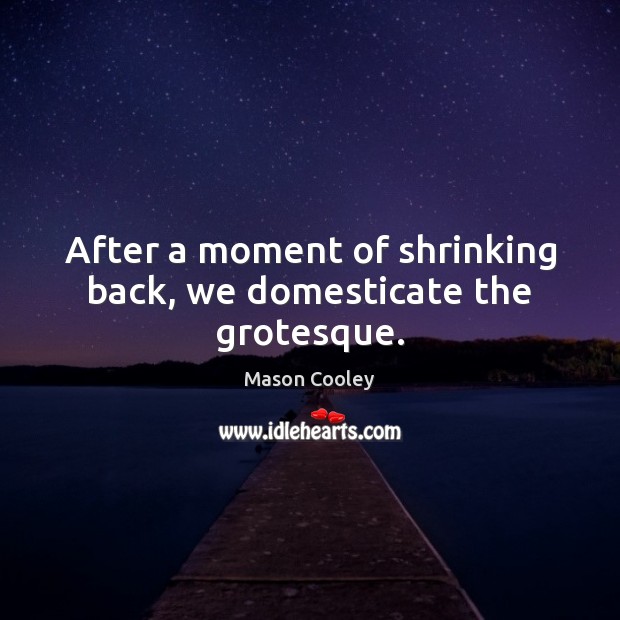 After a moment of shrinking back, we domesticate the grotesque. Mason Cooley Picture Quote