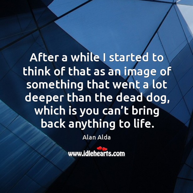 After a while I started to think of that as an image of something that went a lot deeper Alan Alda Picture Quote