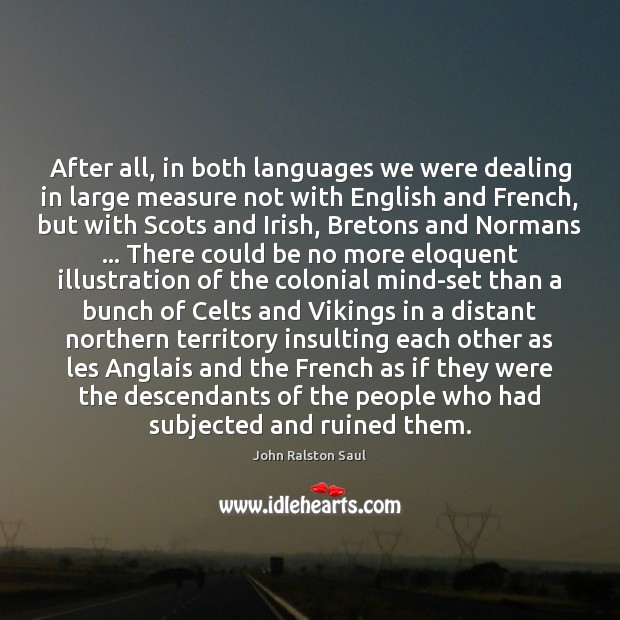 After all, in both languages we were dealing in large measure not John Ralston Saul Picture Quote