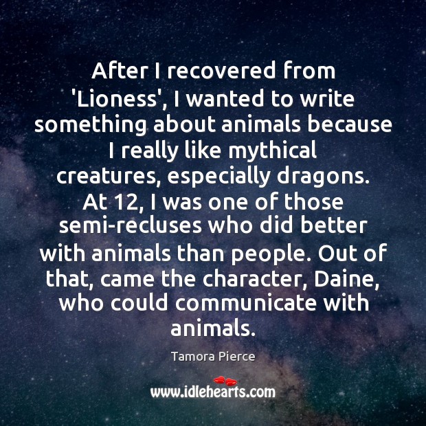 After I recovered from ‘Lioness’, I wanted to write something about animals Image