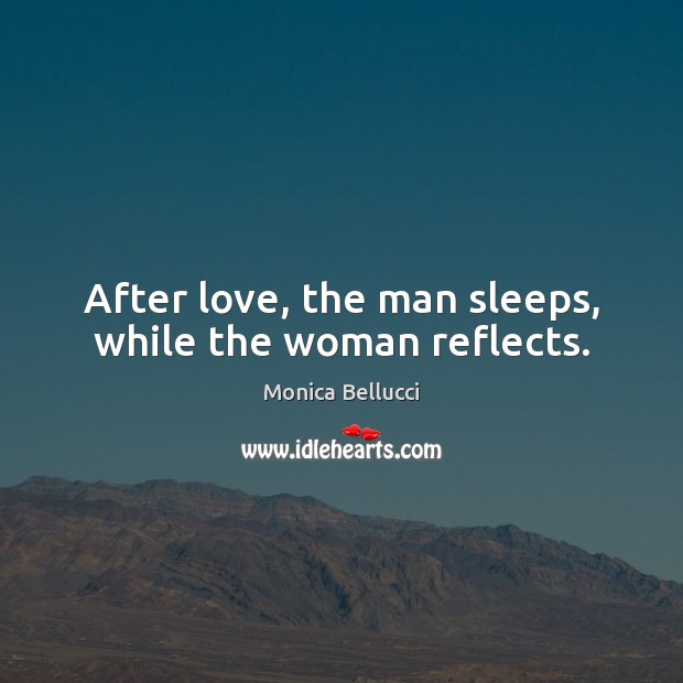 After love, the man sleeps, while the woman reflects. Image