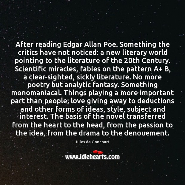 After reading Edgar Allan Poe. Something the critics have not noticed: a Image