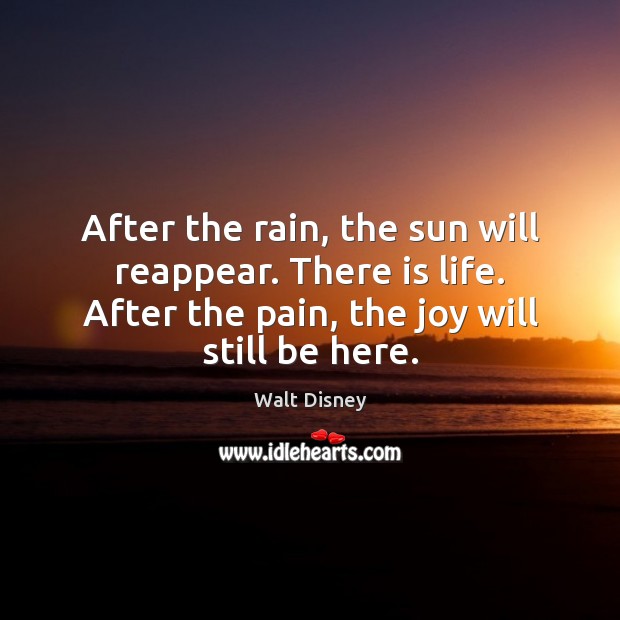 After the rain, the sun will reappear. There is life. After the Walt Disney Picture Quote