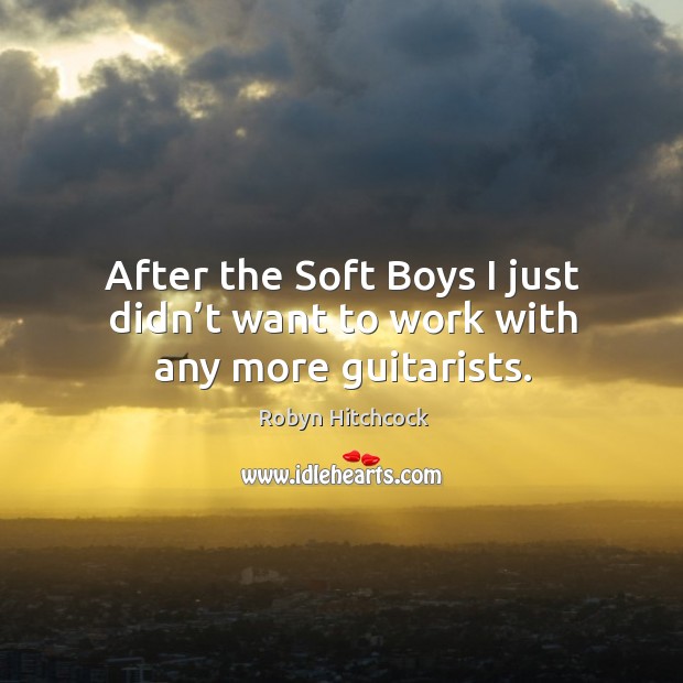 After the soft boys I just didn’t want to work with any more guitarists. Robyn Hitchcock Picture Quote