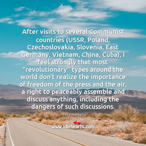 After visits to several Communist countries (USSR, Poland, Czechoslovakia, Slovenia, East Germany, Image