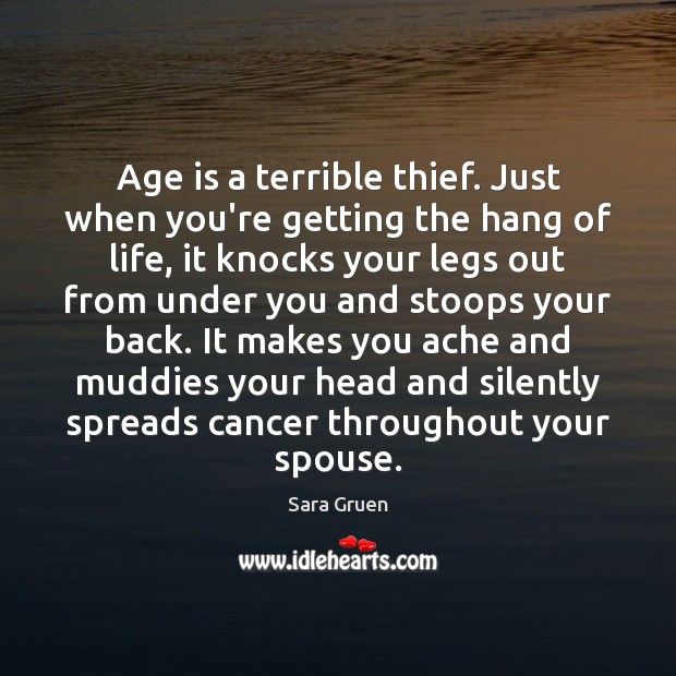 Age is a terrible thief. Just when you’re getting the hang of Sara Gruen Picture Quote