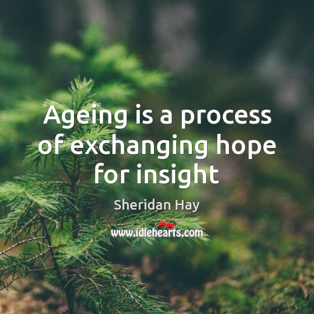 Ageing is a process of exchanging hope for insight Sheridan Hay Picture Quote