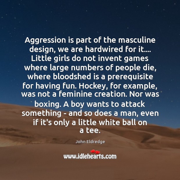 Aggression is part of the masculine design, we are hardwired for it…. 