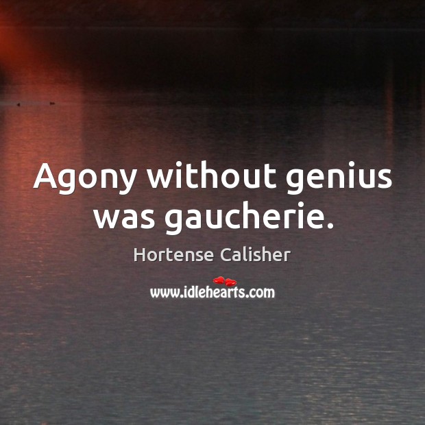Agony without genius was gaucherie. Hortense Calisher Picture Quote