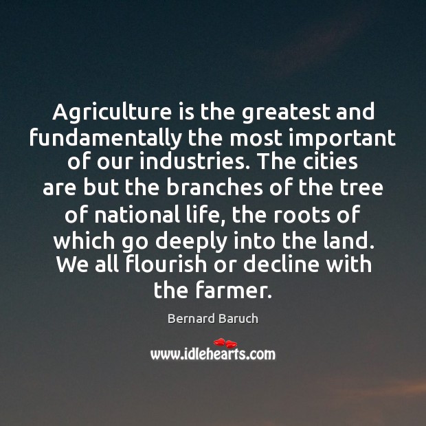 Agriculture is the greatest and fundamentally the most important of our industries. Agriculture Quotes Image