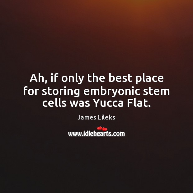 Ah, if only the best place for storing embryonic stem cells was Yucca Flat. Image