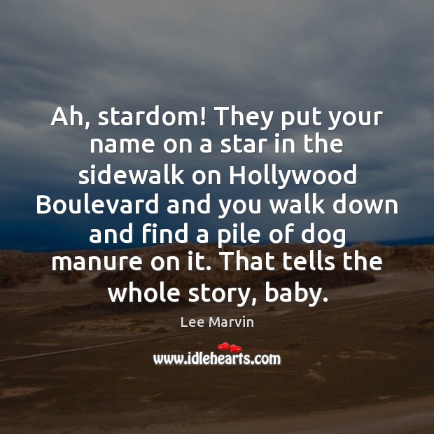 Ah, stardom! They put your name on a star in the sidewalk Lee Marvin Picture Quote