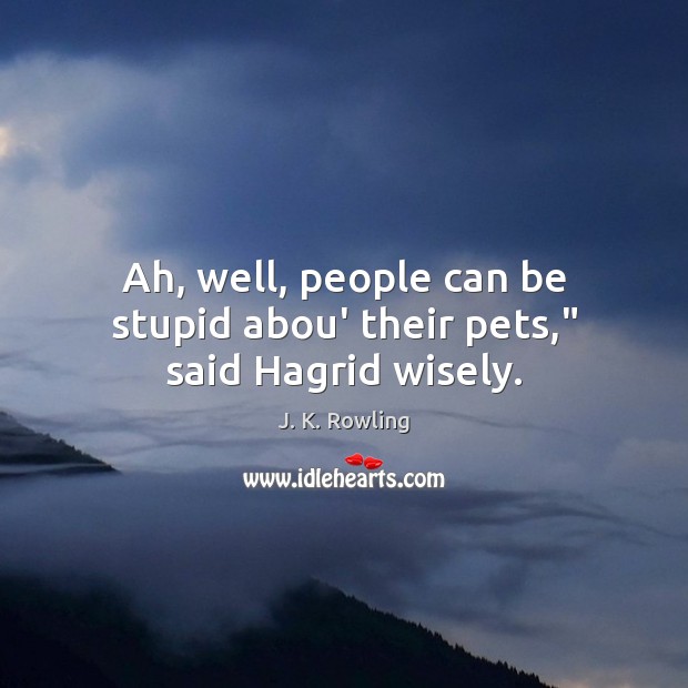 Ah, well, people can be stupid abou’ their pets,” said Hagrid wisely. Image