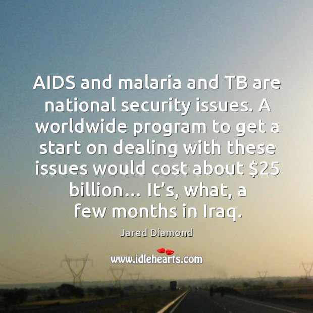 Aids and malaria and tb are national security issues. Image
