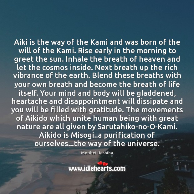 Aiki is the way of the Kami and was born of the Morihei Ueshiba Picture Quote
