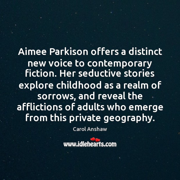 Aimee Parkison offers a distinct new voice to contemporary fiction. Her seductive Image