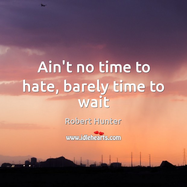 Ain’t no time to hate, barely time to wait Robert Hunter Picture Quote