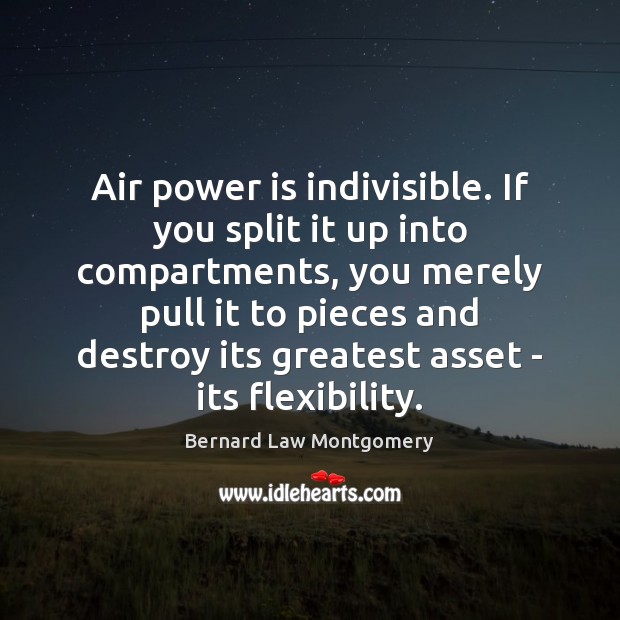 Air power is indivisible. If you split it up into compartments, you Bernard Law Montgomery Picture Quote