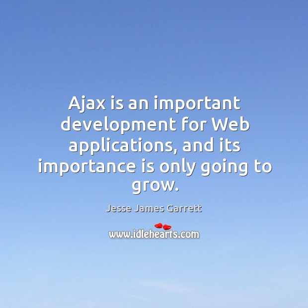 Ajax is an important development for web applications, and its importance is only going to grow. Jesse James Garrett Picture Quote