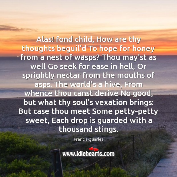 Alas! fond child, How are thy thoughts beguil’d To hope for honey Hope Quotes Image