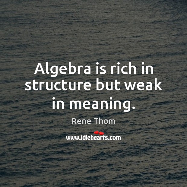 Algebra is rich in structure but weak in meaning. Rene Thom Picture Quote