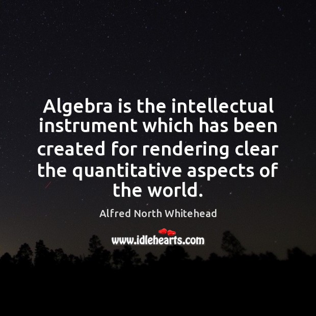 Algebra is the intellectual instrument which has been created for rendering clear 