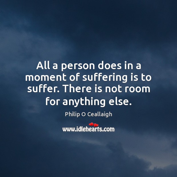 All a person does in a moment of suffering is to suffer. Philip O Ceallaigh Picture Quote