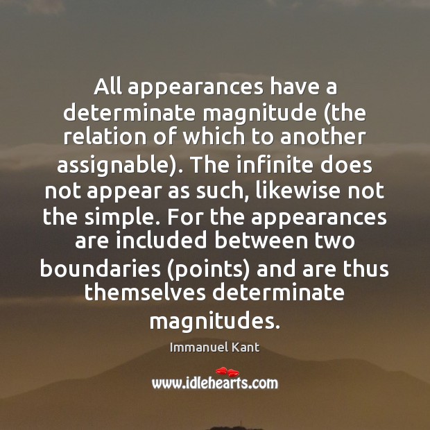 All appearances have a determinate magnitude (the relation of which to another Immanuel Kant Picture Quote