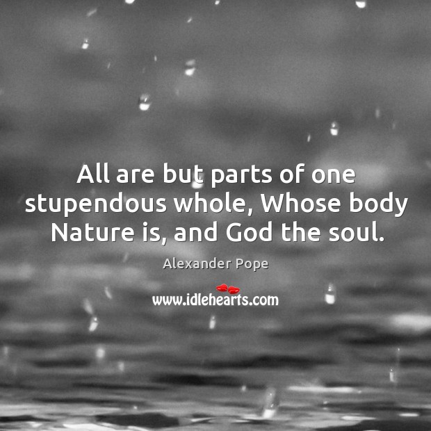 All are but parts of one stupendous whole, whose body nature is, and God the soul. 