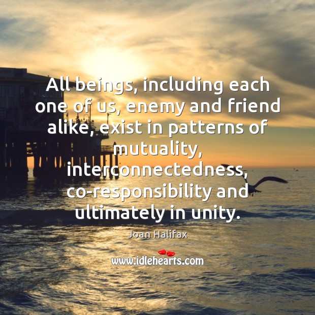 All beings, including each one of us, enemy and friend alike, exist Joan Halifax Picture Quote