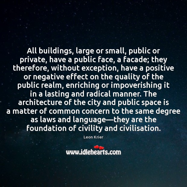 All buildings, large or small, public or private, have a public face, Space Quotes Image