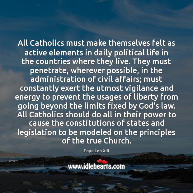 All Catholics must make themselves felt as active elements in daily political Image