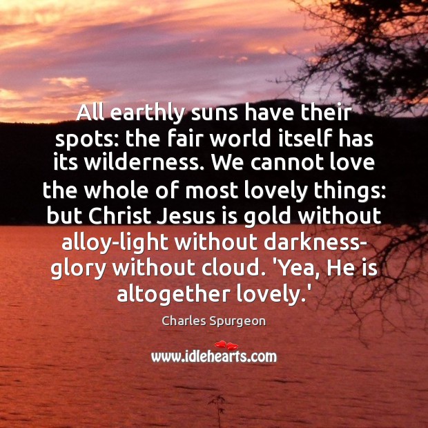 All earthly suns have their spots: the fair world itself has its 