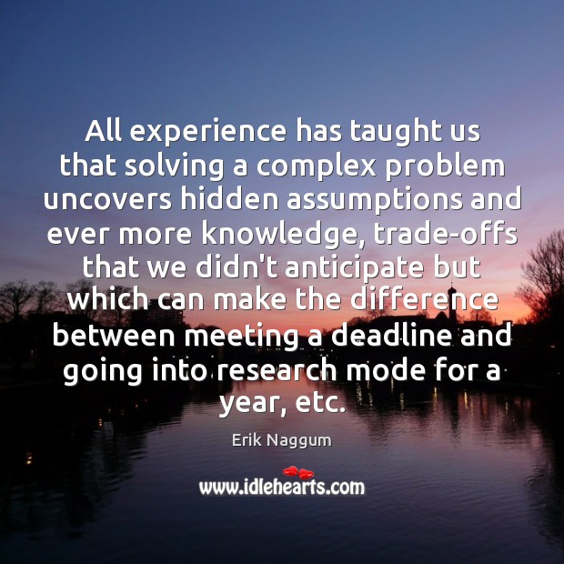 All experience has taught us that solving a complex problem uncovers hidden Hidden Quotes Image