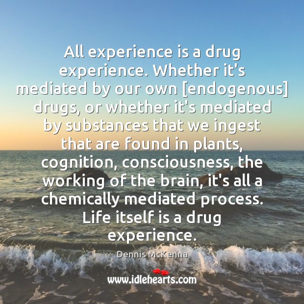 All experience is a drug experience. Whether it’s mediated by our own [ Experience Quotes Image