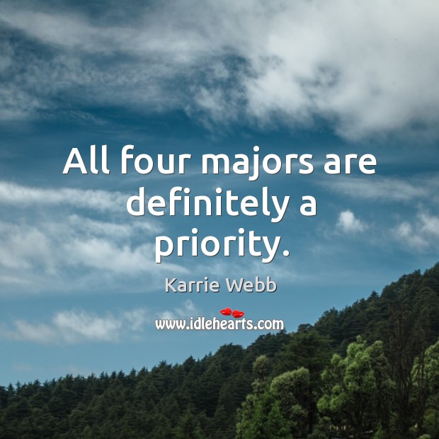 All four majors are definitely a priority. Karrie Webb Picture Quote