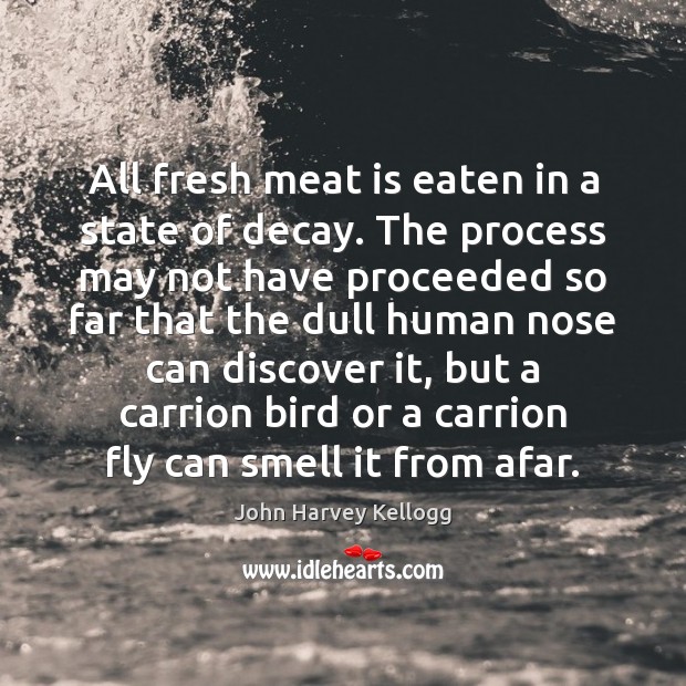 All fresh meat is eaten in a state of decay. The process John Harvey Kellogg Picture Quote