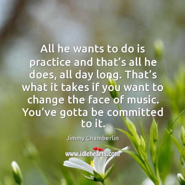 All he wants to do is practice and that’s all he does, all day long. Jimmy Chamberlin Picture Quote