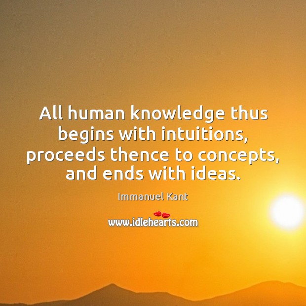 All human knowledge thus begins with intuitions, proceeds thence to concepts, and Image
