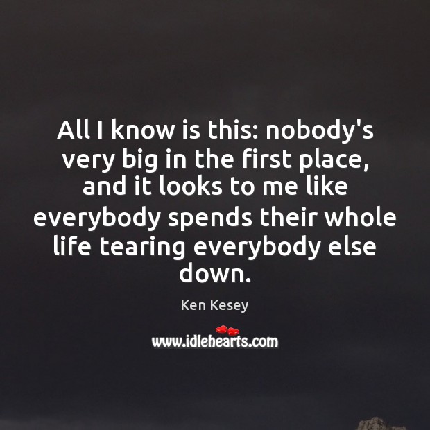 All I know is this: nobody’s very big in the first place, Ken Kesey Picture Quote