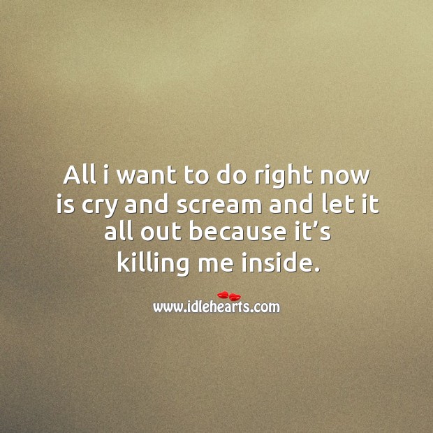 All I want to do right now is cry and scream and let it all out because it’s killing me inside. Image