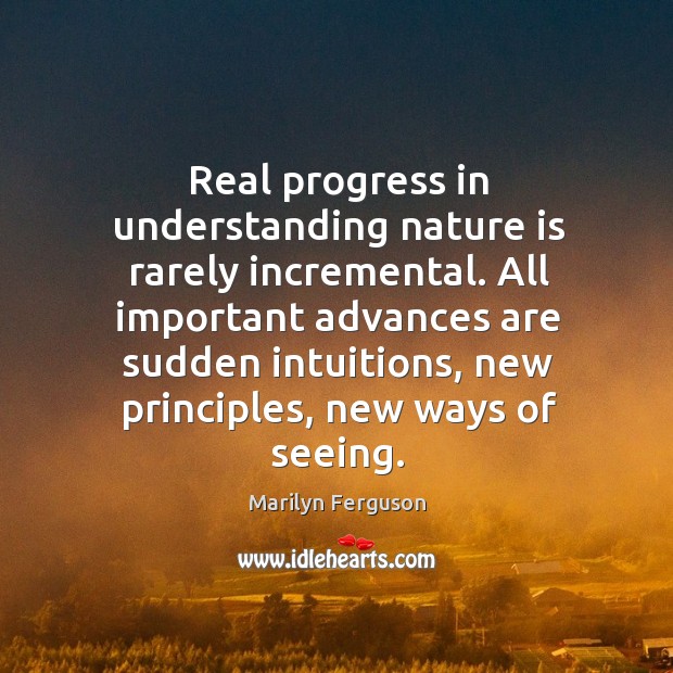 All important advances are sudden intuitions, new principles, new ways of seeing. Progress Quotes Image