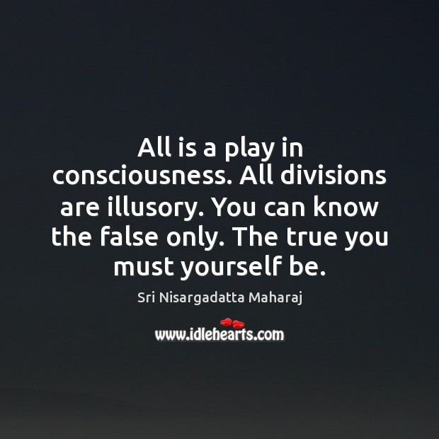 All is a play in consciousness. All divisions are illusory. You can Sri Nisargadatta Maharaj Picture Quote