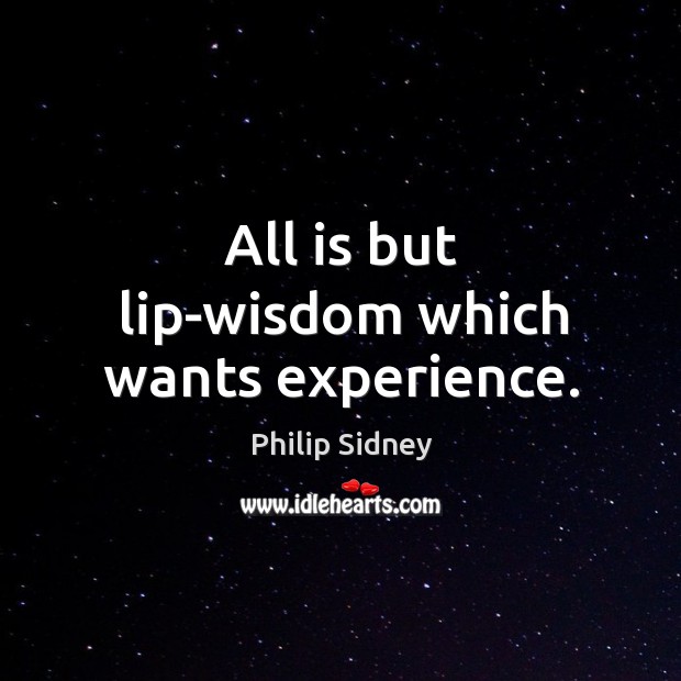 All is but lip-wisdom which wants experience. Image
