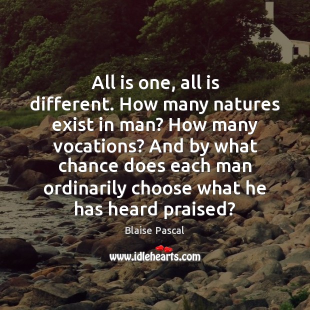 All is one, all is different. How many natures exist in man? Blaise Pascal Picture Quote