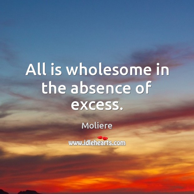 All is wholesome in the absence of excess. Moliere Picture Quote