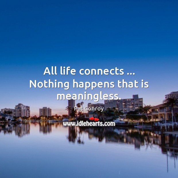 All life connects … Nothing happens that is meaningless. Pat Conroy Picture Quote