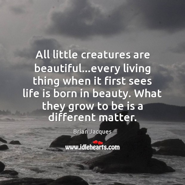 All little creatures are beautiful…every living thing when it first sees Brian Jacques Picture Quote