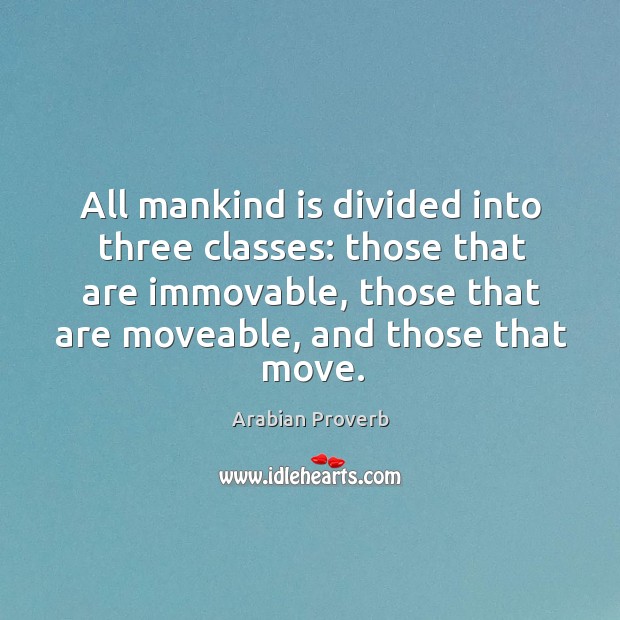 All mankind is divided into three classes: those that are immovable Arabian Proverbs Image